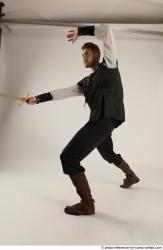 Man Adult Athletic White Fighting with sword Standing poses Casual